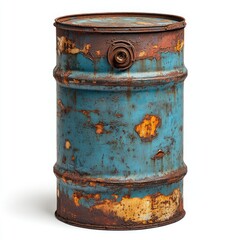Obraz premium Rusty blue metal barrel