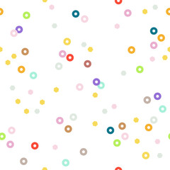Colorful Abstract Confetti Pattern. Cute playful seamless Background. Creative multicolor shape vector illustration