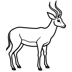 Antelope Silhouette in Line Art Style