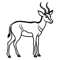 Antelope Silhouette in Line Art Style