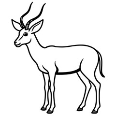 Antelope Silhouette in Line Art Style