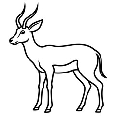 Antelope Silhouette in Line Art Style