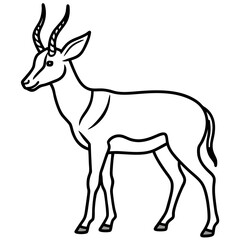 Antelope Silhouette in Line Art Style