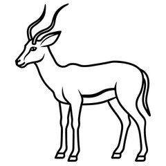 Antelope Silhouette in Line Art Style