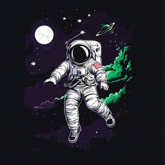 Astronaut Floating in Cosmic Nebula of excellence in splendor beyond compare with grace in style