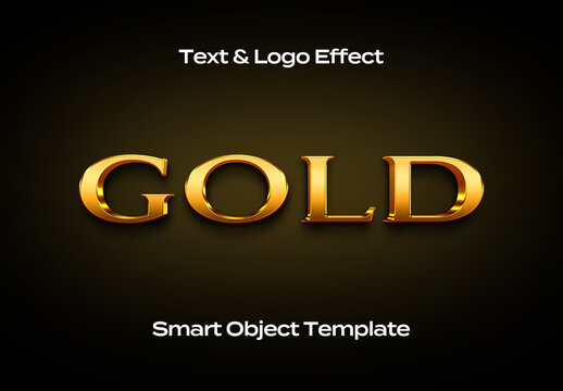 Rich Gold Black Text Logo Style Effect Mockup Logotype Template Shape
