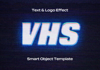 Screen Monitor TV VHS Display Text Logo Style Effect Mockup Logotype Template Shape