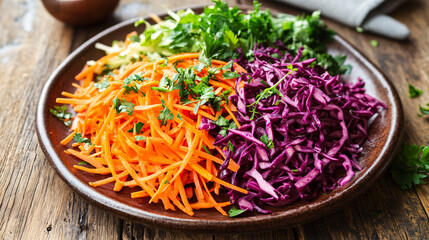 Vibrant Vegetable Salad with Carrots, Beets, Cabbage and Herbs