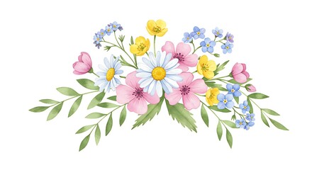 Fototapeta premium Watercolor Whisper: A Delicate Spring Bouquet AI Generated