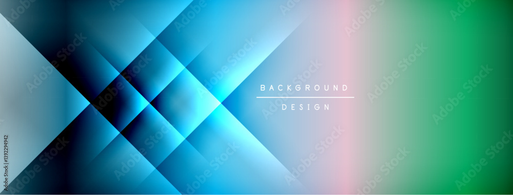 Aufkleber Abstract geometric pattern. Blue, green gradients create dynamic visual effect. Modern design suitable for backgrounds, presentations. Smooth transitions, clean lines.