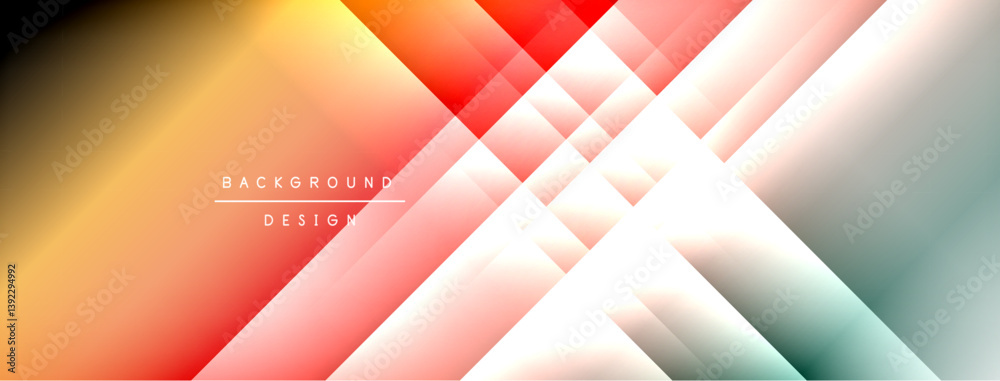 Poster Abstract geometric design. Overlapping layers create dynamic visual effect. Gradient colors transition smoothly. Modern aesthetic suitable for digital backgrounds.