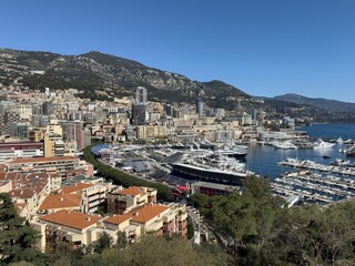 Obraz premium Monaco's Harbor and Cityscape