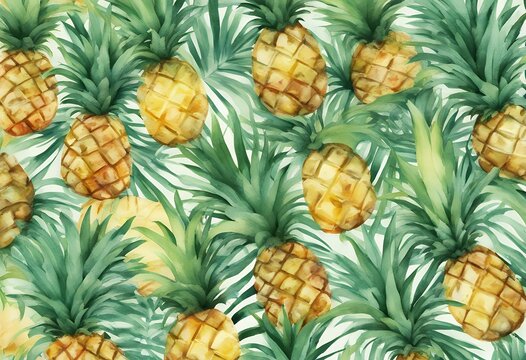 pineapple texture watercolor wallpaper pattern background be tropical leaves design textile tropic illustration jungle wrapping dense may paper seamless used summertime motif food colourful menu