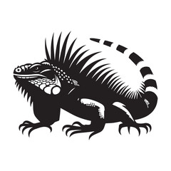 Poised Iguana silhouette, embodying the elegance of a jungle ruler – Iguana illustration – Minimalist Iguana vector – Lizard silhouette

