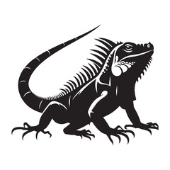 Vibrant Iguana silhouette, blending with the tropical surroundings – Iguana illustration – Minimalist Iguana vector – Lizard silhouette

