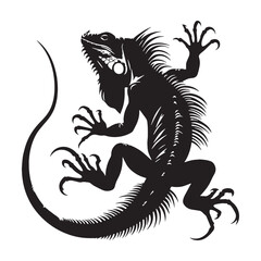 Stunning Iguana silhouette, a symbol of resilience and beauty – Iguana illustration – Minimalist Iguana vector – Lizard silhouette

