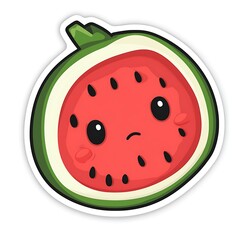 Cute Cartoon Watermelon with Sad Expression of excellence in splendor beyond compare with grace