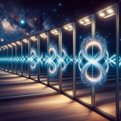 The infinite regress in facing mirrors embodies repeated reflect