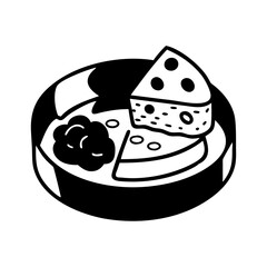 cheese platter icon, cheese platter line art - simple line art of cheese platter, perfect for cheese platter logos and icons