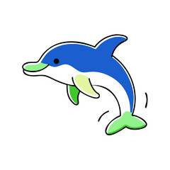 Obraz premium Cartoon dolphin jumping joyfully in a playful style 
