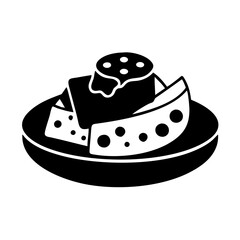 cheese platter icon, cheese platter line art - simple line art of cheese platter, perfect for cheese platter logos and icons
