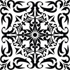 Isolated floral pattern| Hand drawing pattern|  Floral Damask Seamless Pattern| Ornament Pattern Border Design| Black and white floral pattern vector illustration