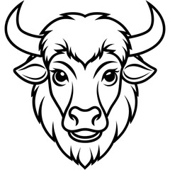 Bison Head in Single Stroke Vector