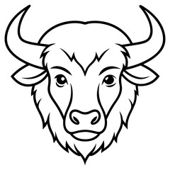 Bison Head in Single Stroke Vector