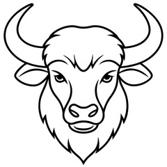Bison Head in Single Stroke Vector