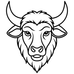 Bison Head in Single Stroke Vector