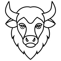 Bison Head in Single Stroke Vector