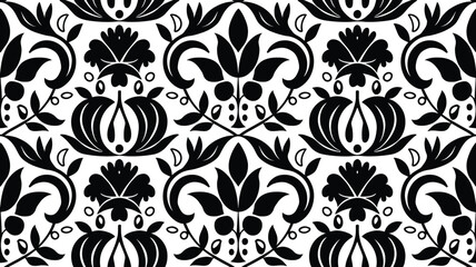 Damask floral design element| Hand drawn decorative floral pattern| Seamless floral pattern| Flower pattern abstract background
