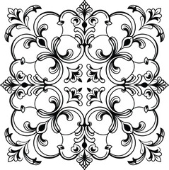 Black and white vintage vector seamless pattern| Damask floral motif tile pattern| Luxury tile isolated element illustration
