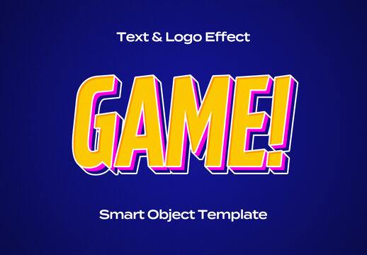Game App Play Comics Text Logo Style Effect Mockup Logotype Template Shape