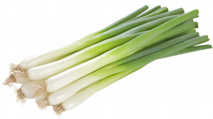 Fresh organic green onions on rustic wooden table, harvested scallions for cooking, recipes, farm market or healthy food visuals


