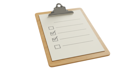 Isolated Clipboard with Checkmarks for Task Completion