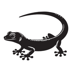 Energetic Gecko silhouette, with its darting and energetic movements – Gecko illustration – Minimalist Gecko vector – Lizard silhouette

