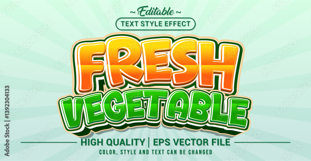 Poster Editable text style effect - Fresh Vegetable text style theme. Vector text style illustration template.