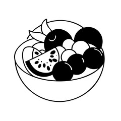 fruit salad icon, fruit salad line art - simple line art of fruit salad, perfect for fruit salad logos and icons