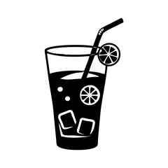 glass of iced lemonade icon, glass of iced lemonade line art - simple line art of glass of iced lemonade, perfect for glass of iced lemonade logos and icons