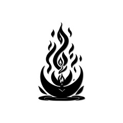 Stylized Flame Illustration, Abstract Symbolic Representation of Energy and Light