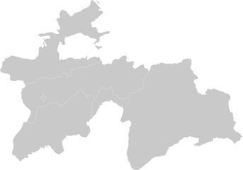 Fototapeta premium Tajikistan administrative vector map with level 1 region boundaries – PPT-compatible & fully editable by region