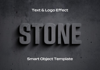 Concrete Texture Stone 3D Text Logo Style Effect Mockup Logotype Template Shape