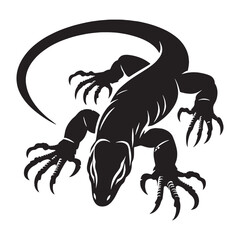 Regal Monitor Lizard silhouette, a symbol of authority in the wild – Monitor Lizard illustration – Minimalist Monitor Lizard vector – Reptile silhouette

