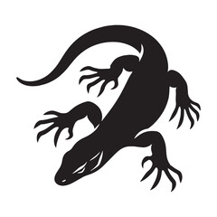 Cunning Monitor Lizard silhouette, using its wit and agility to survive – Monitor Lizard illustration – Minimalist Monitor Lizard vector – Reptile silhouette

