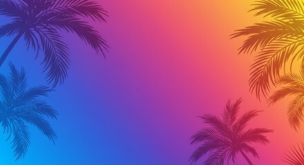 Fototapeta premium Sunset Palms: Gradient Dreamscape AI Generated