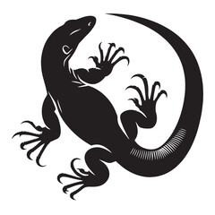 Lethal Monitor Lizard silhouette, a predator with unmatched skills – Monitor Lizard illustration – Minimalist Monitor Lizard vector – Reptile silhouette

