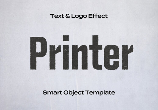 Print Printer Paper Text Logo Style Effect Mockup Logotype Template Shape