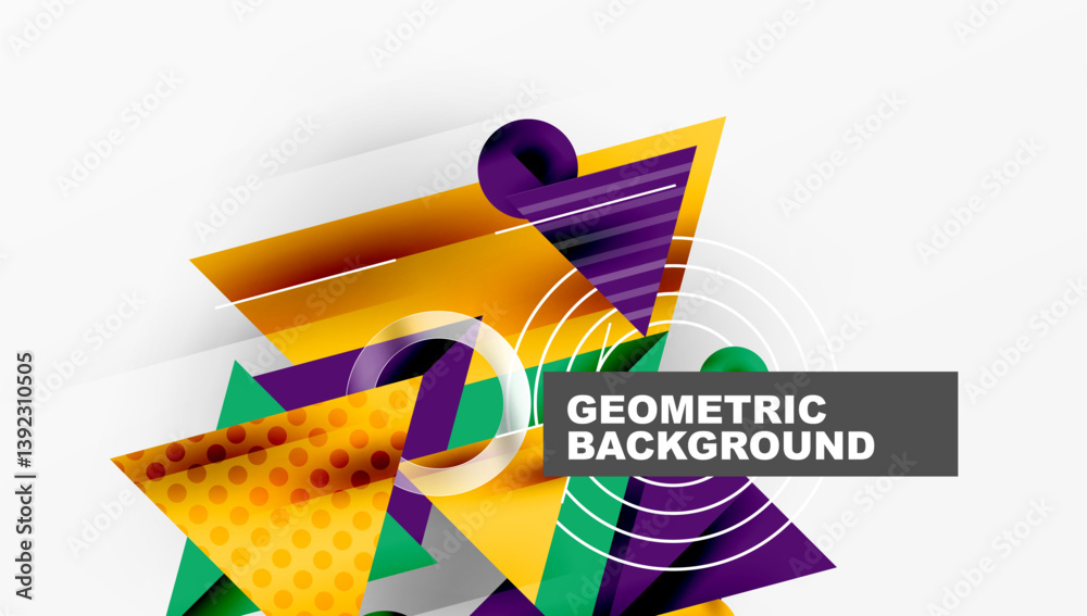 Poster Bright shapes overlap. Vibrant colors create dynamic composition. Modern design elements suggest energy, innovation. Abstract art, bold patterns.
