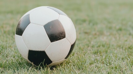 Fototapeta premium Soccer ball on grassy field